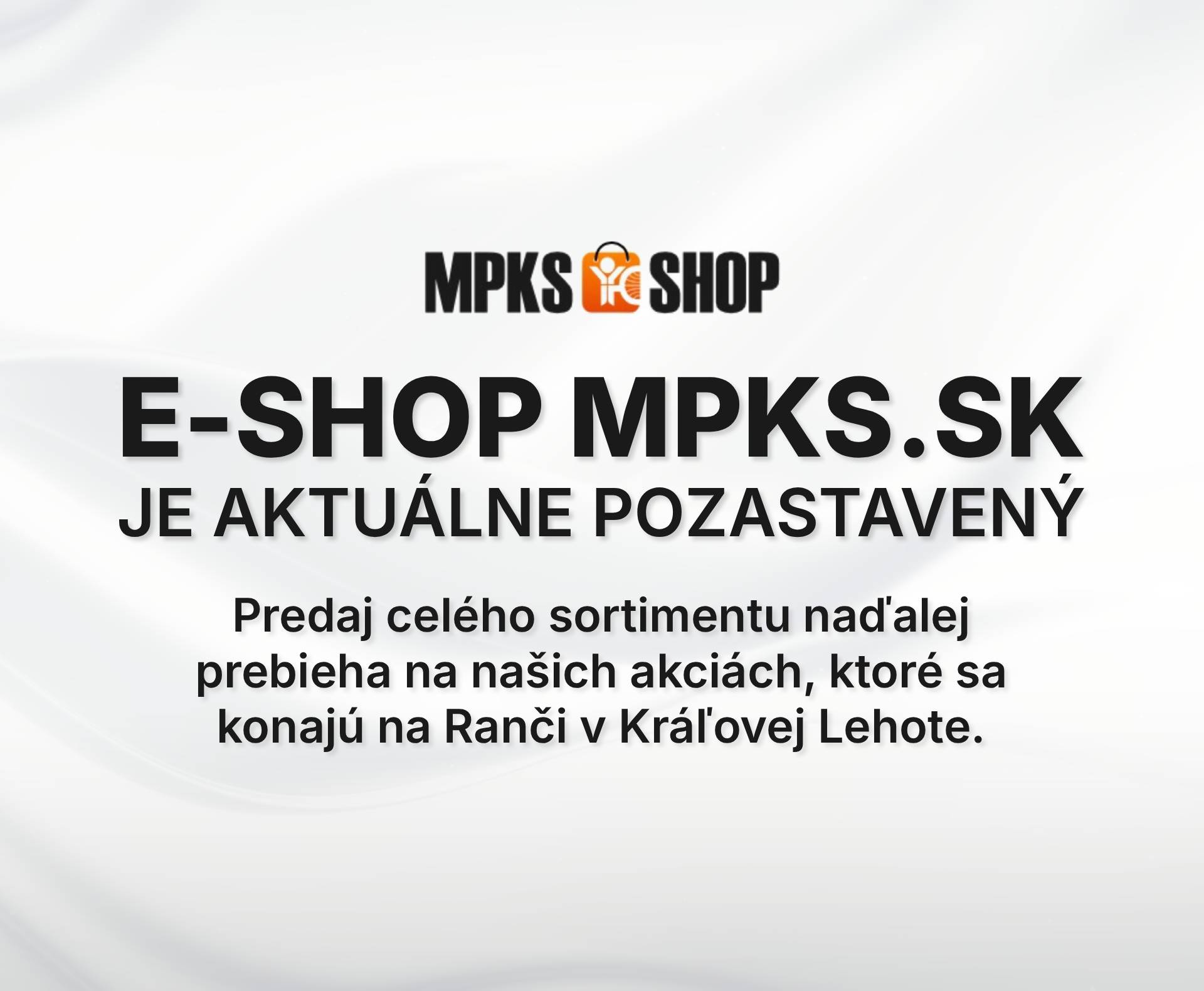 eshop je pozastaveny
